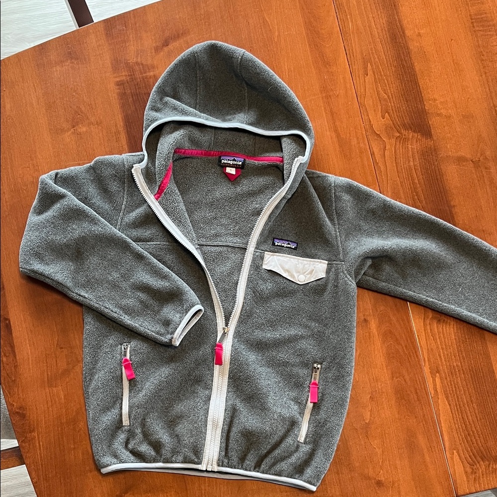 Patagonia Women’s Gray and Pink Fleece Hoodie